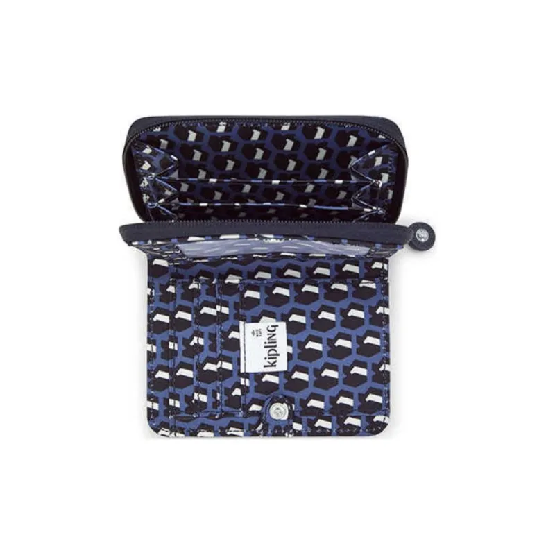 Kipling Polyamide Wallet Mini Unisex Gray Blue Purple/3D Blue Beige Monogram-7