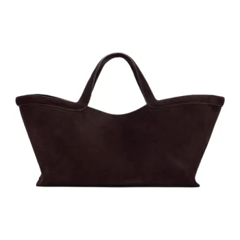 ZARA Cow Leather Tote Bag, Shopping Bag, Handbag Women's Dark Brown