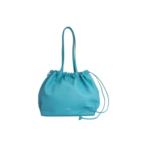 By Far Grain Cow Leather Tote Bag Shopping Bag Shoulder Bags Large Size Women's Turquoise