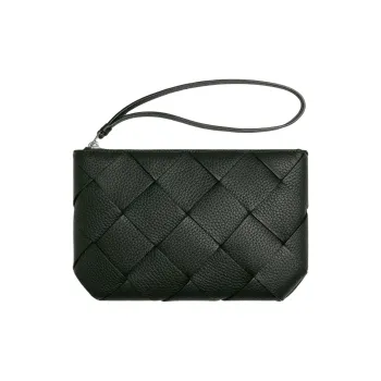 Bottega Veneta Calfskin Clutch Medium Size Men's Dark Green