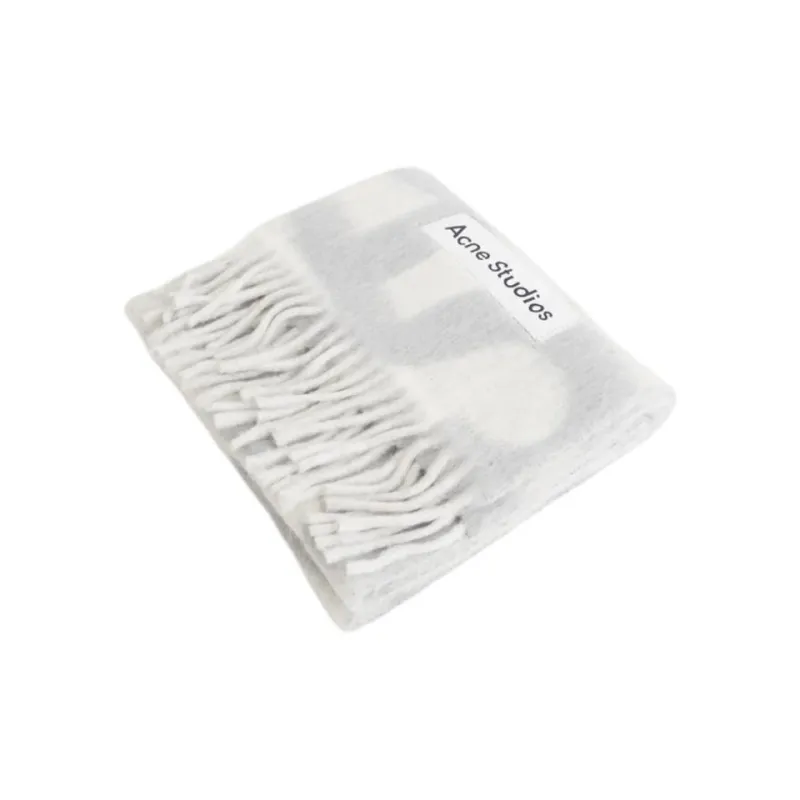 Acne Studios Alpaca Knit Scarves Men's Lime Gray-3