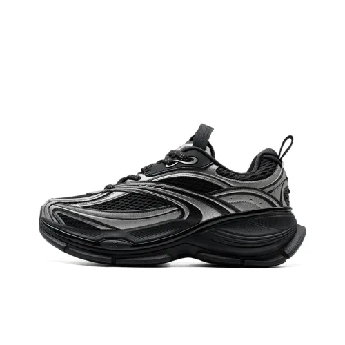 XTEP Basque 2 Anti Slip And Wear Resistant Height Increasing Low Top Casual Shoes Men's Black Silver