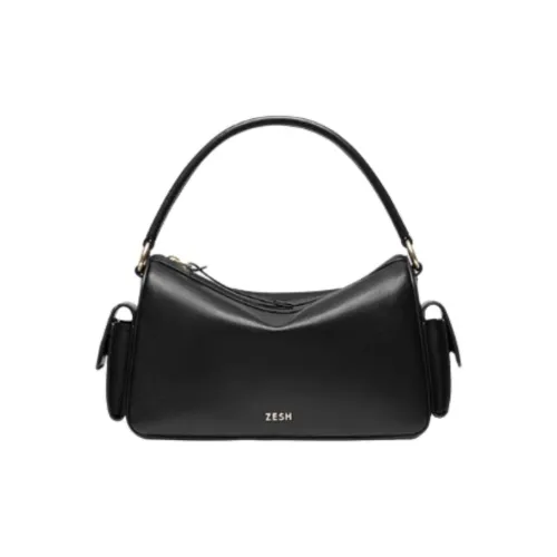 ZESH Vegetable Tanned Cow Leather Handbag Small Size Women's Brown/Black