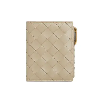 Bottega Veneta Intrecciato Lambskin Wallet Small Size Women's Glacier