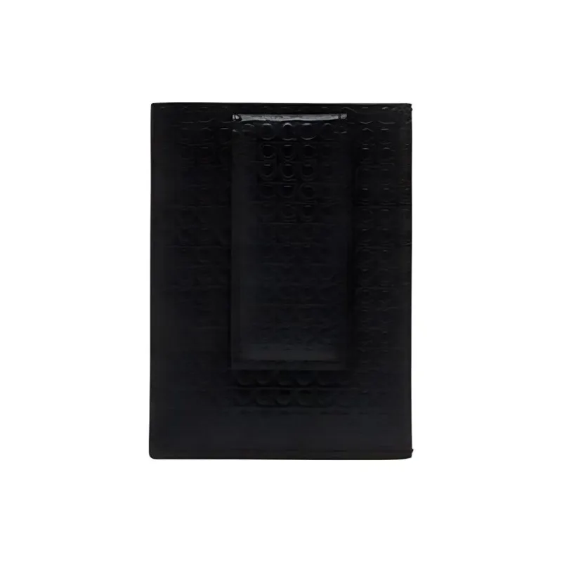 FERRAGAMO Calfskin Card Clip Wallets Card Holders Men's Black-0