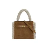 URBAN REVIVO Plush Handbags Crossbody Bags Medium Size Women's Yellow Brown