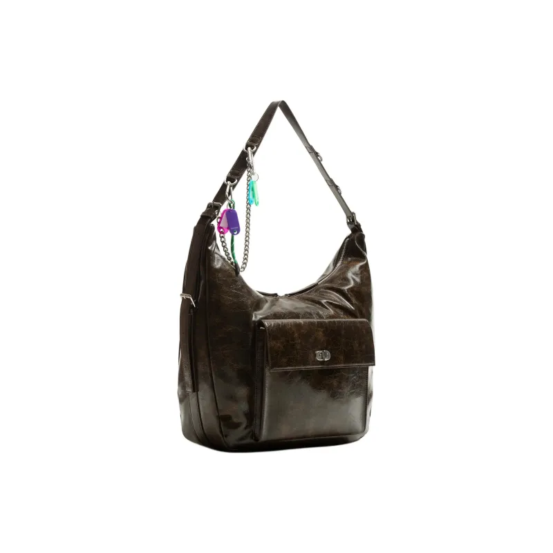 ZARA PU Hobo Bag Shoulder Bag Men's Brown-1