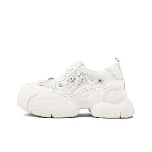 KMD Height Increasing Low Top Chunky Sneakers Women's White