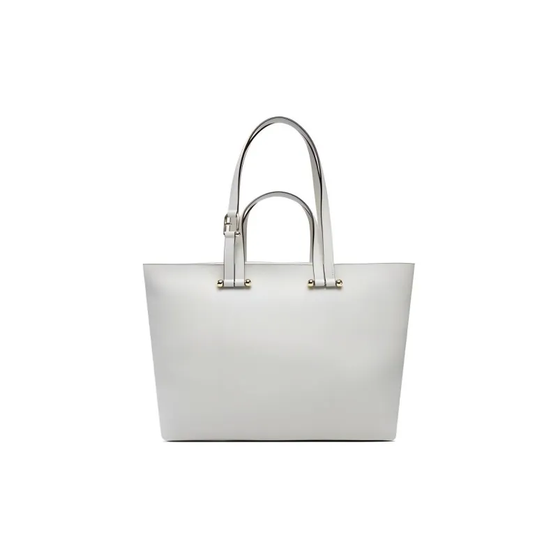 Furla Cow Leather Tote Bag Shopping Bag Shoulder Bag Handbag Large Size Women's White-1