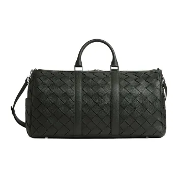 Bottega Veneta Calfskin One Shoulder Crossbody Portable Travel Bag Men's Dark Green