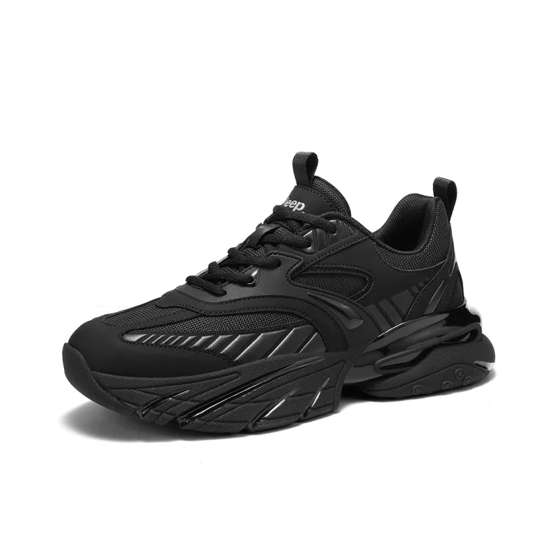 Jeep Slip Resistant, Abrasion Resistant, Lightweight, Height Increasing Low Top Chunky Sneakers Men's Black-1