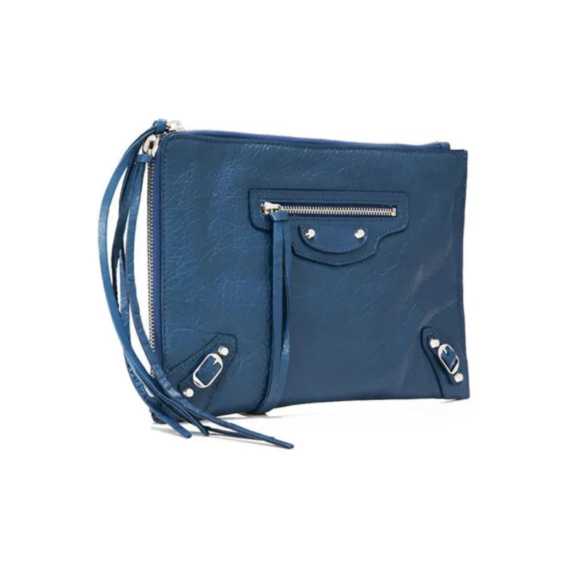 Balenciaga Leather Clutch Women's Blue-1