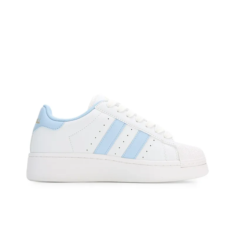 GLO BULL Anti-Slip And Wear-Resistant Breathable Low-Top Skateboard Shoes Unisex White Sky Blue-1