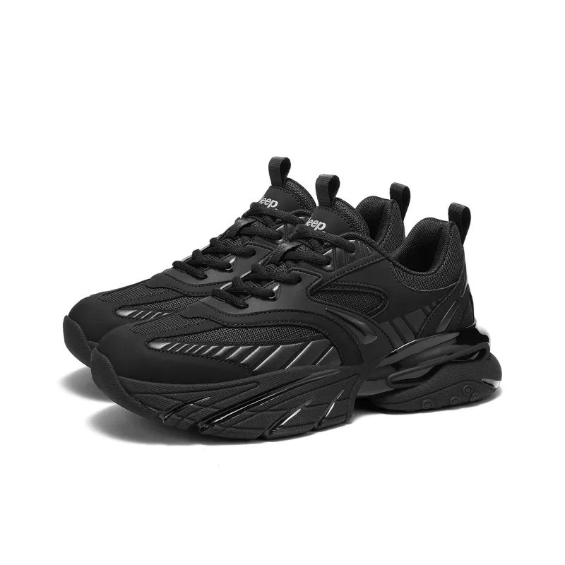 Jeep Slip Resistant, Abrasion Resistant, Lightweight, Height Increasing Low Top Chunky Sneakers Men's Black-2