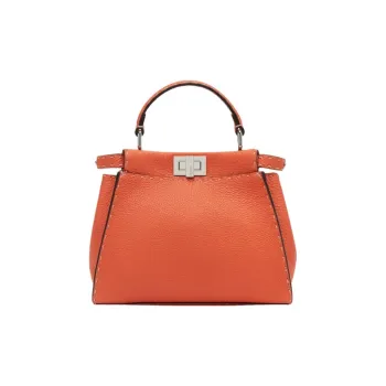 FENDI PeekabooSelleria Calfskin Shoulder Bag, Crossbody Bag, Handbag Mini Women's Orange