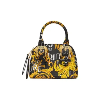 VERSACE JEANS COUTURE Artificial Leather Dome Bag Handbags Medium Size Women's Black