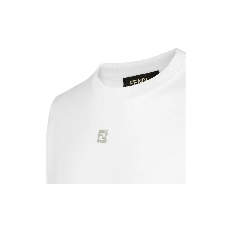 FENDI Logo Plaque Crewneck Knitted Jumper-3