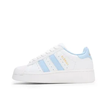 GLO BULL Anti-Slip And Wear-Resistant Breathable Low-Top Skateboard Shoes Unisex White Sky Blue