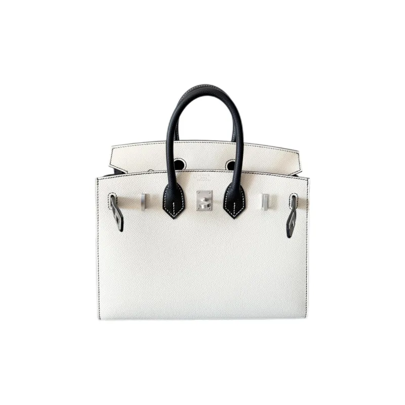 HERMES Birkin Epsom Leather Handbag Women's Milkshake White & Black Panda-1
