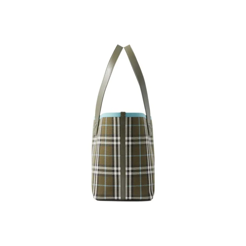 Burberry Cotton And Canvas Bag, Tote Bag, Shopping Bag, Shoulder Bag Regular Small Size Women's Olive Green-1