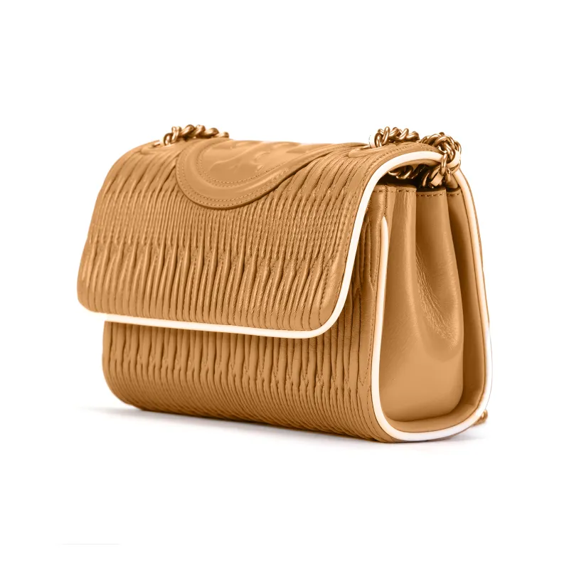 TORY BURCH Fleming Nappa Leather Crossbody Bag Shoulder Bag Small Size Women's Almond-1