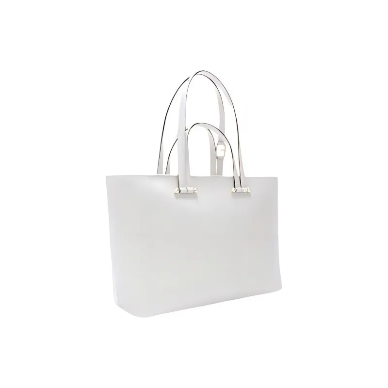 Furla Cow Leather Tote Bag Shopping Bag Shoulder Bag Handbag Large Size Women's White-2
