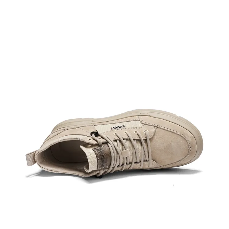 QIUTEXIONG Work Boots Men Mid Top Sand/Gray-9