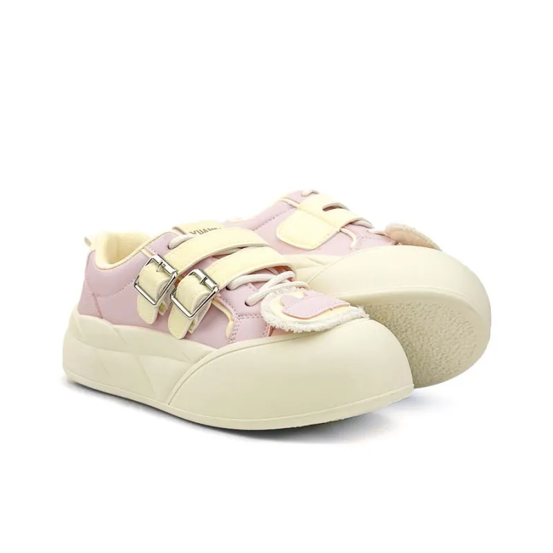 Mengsai Abrasion Resistant Slip Resistant Low Top Casual Shoes Women's Yellow Pink-3