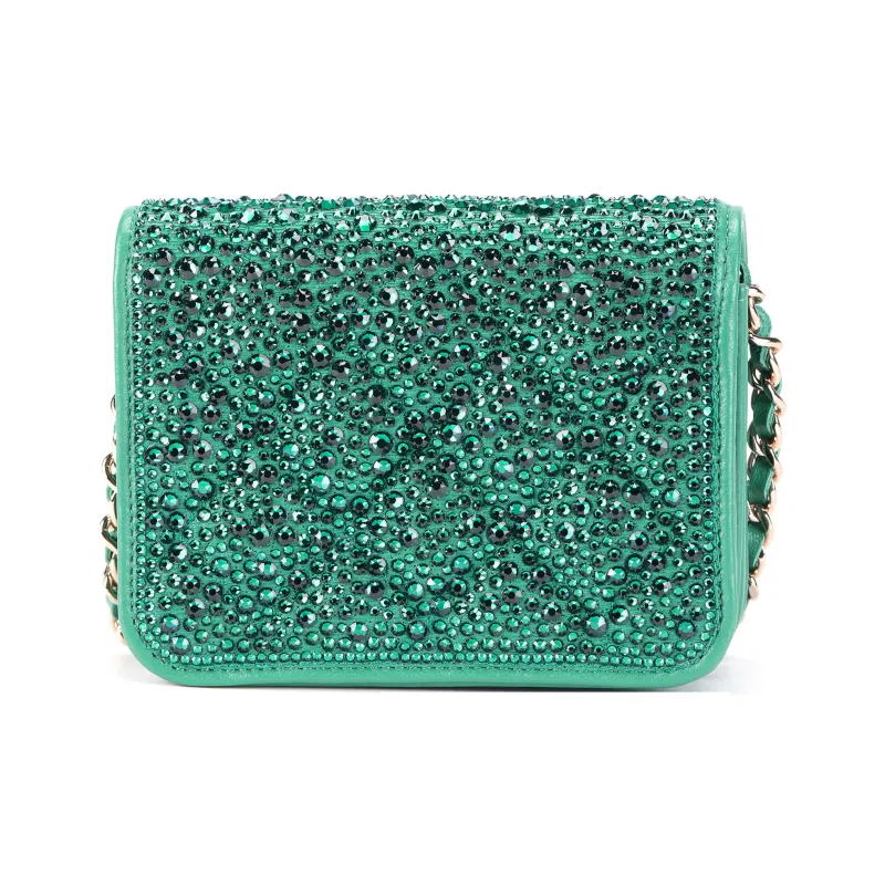 CHANEL 22A Early Autumn Sheepskin Crossbody Bag, Flap Bag Clutch Women's Green-2