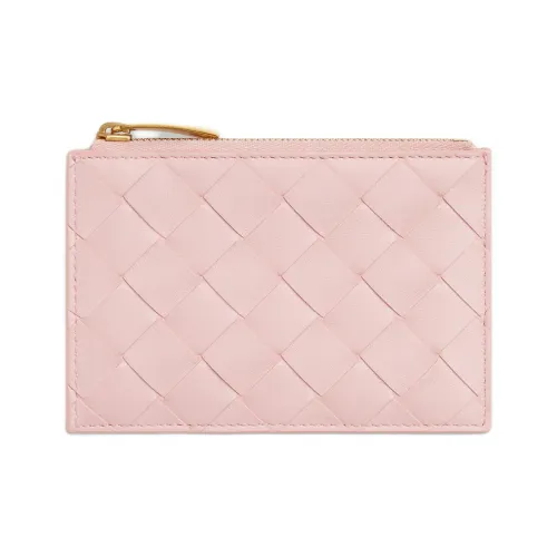 Bottega Veneta Intrecciato Sheepskin Card Holder Women's Pink