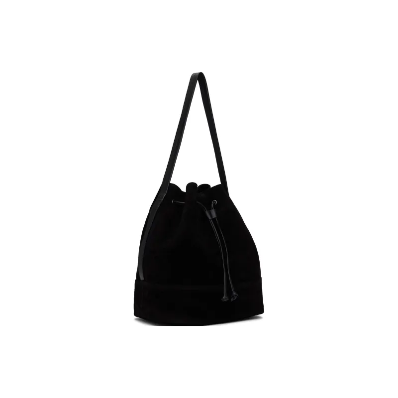 NOTHING WRITTEN Suede Bucket Bag Handbag Shoulder Bag Women's Black-2