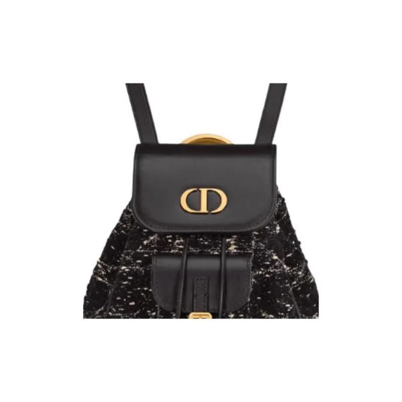 DIOR Caro Cotton Backpack Small Size Women's Black-3