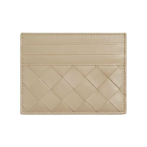 Bottega Veneta Intrecciato Lambskin Card Holder Women's Glacier & Khaki