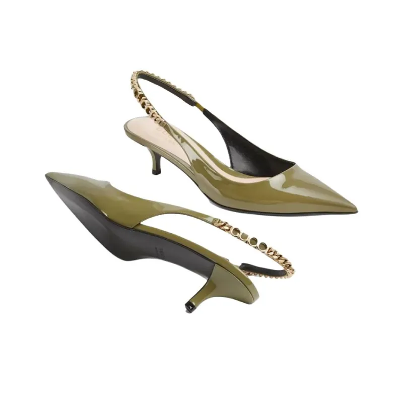 GUCCI Signoria Slim Heel High Heels Women's Green-4