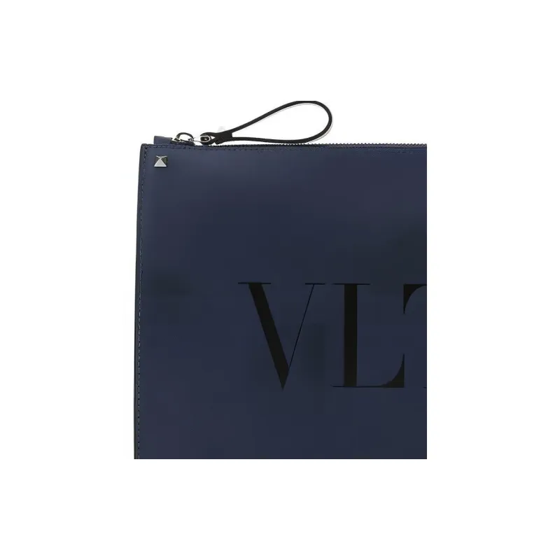 Valentino Cow Leather Makeup Bags Clutches Regular Men's Blue-3