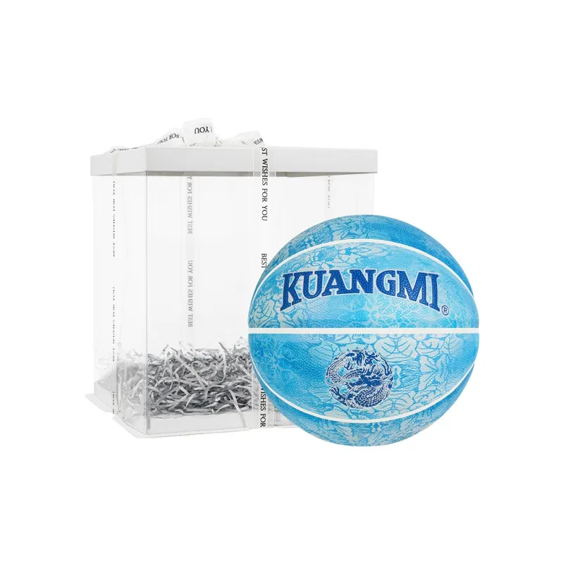 Kuangmi PU Basketball Water Wave Blue Size 7 Ball Street Unisex-5