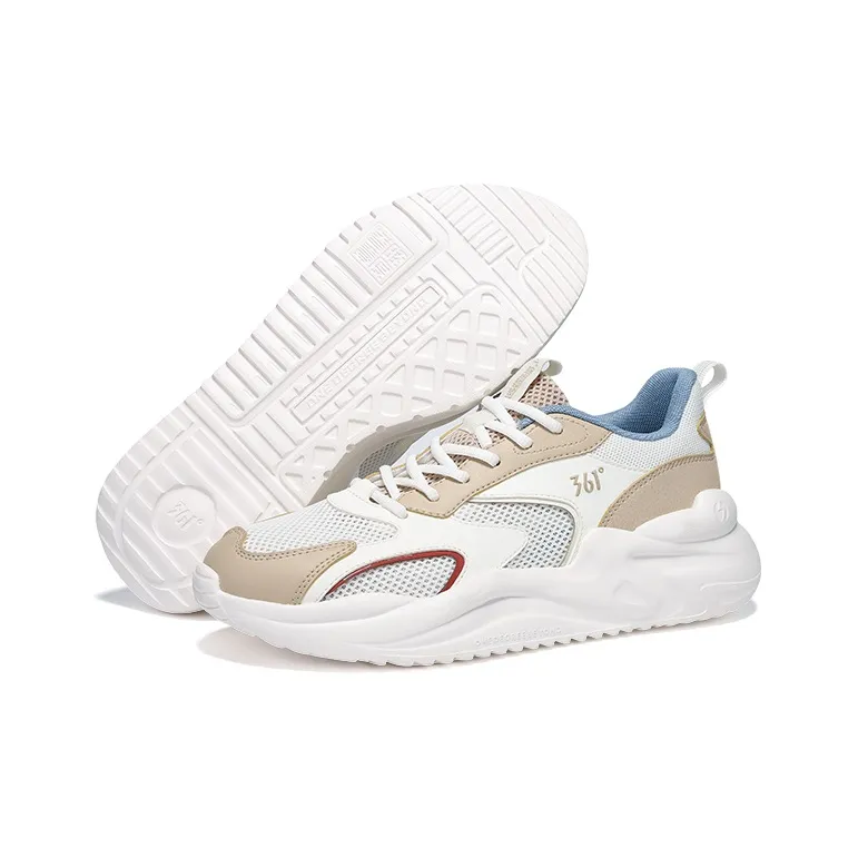 361° Cushioning Breathable Lightweight Low-Top Casual Shoes Men's Feather White Apricot Tea Brown-5