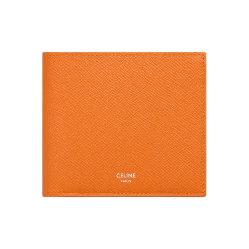 CELINE Calfskin Wallet Men's Flowing Orange