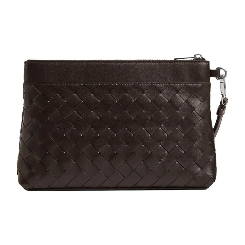 Bottega Veneta Cow Leather Clutch Men's Red Brown-2