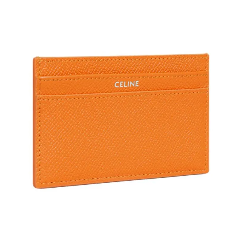 CELINE Cow Leather Card Holder Medium Size Men's Neon Orange-1