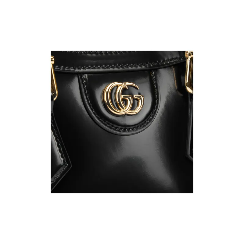 GUCCI Diana Leather Tote Bag Shopping Bag Shoulder Bag Crossbody Bag Handbag Mini Women's Black-5