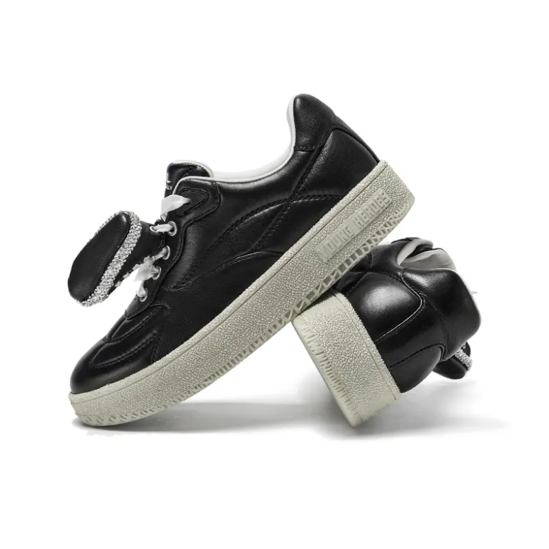 CHERYKALLY Anti-Slip Wear-Resistant Lightweight Breathable Low-Top Skateboard Shoes Women's Meteorite Black-4