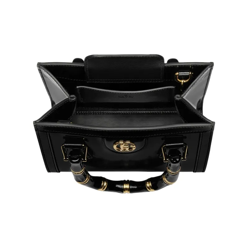 GUCCI Diana Leather Tote Bag Shopping Bag Shoulder Bag Crossbody Bag Handbag Mini Women's Black-4