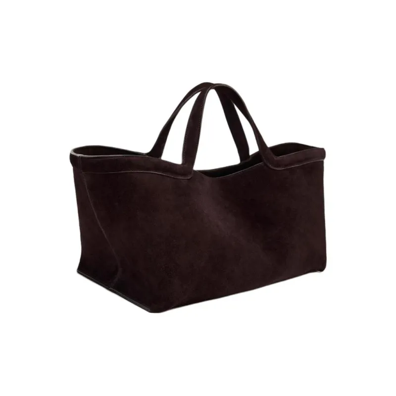 ZARA Cow Leather Tote Bag, Shopping Bag, Handbag Women's Dark Brown-1