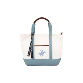 BEVERLY HILLS POLO CLUB Polyurethane Handbag Women's White & Light Blue
