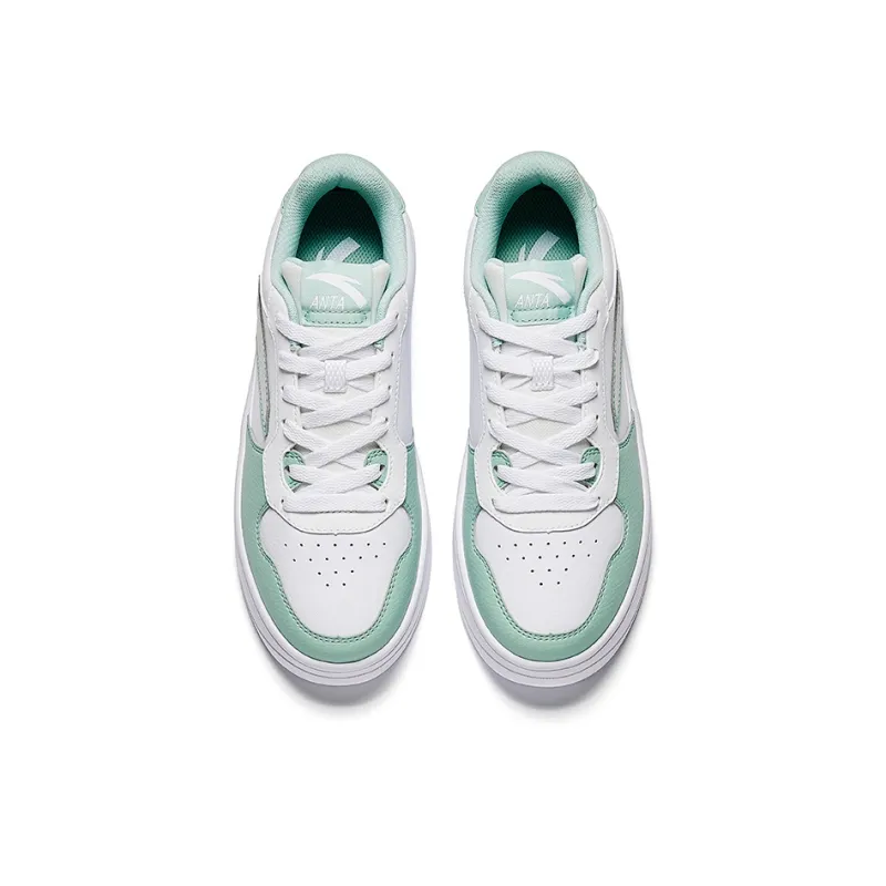 Anta Anti-Slip And Wear-Resistant Coverage Low-Top Skateboard Shoes Women's White Green-2