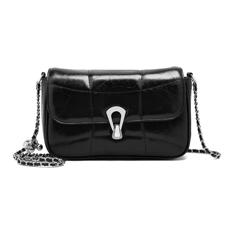 Marino Orlandi Premium Synthetic Leather Shoulder Bag, Crossbody Bag Women's Black/Silver-1