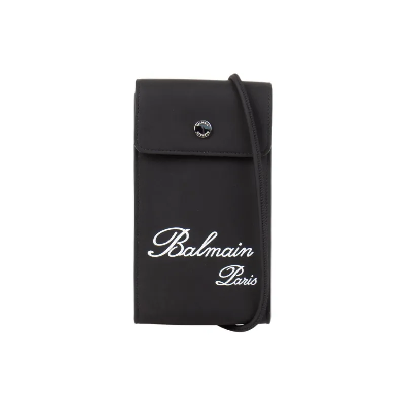 BALMAIN Polyurethane Cell Phone Pouch Men's Black-3
