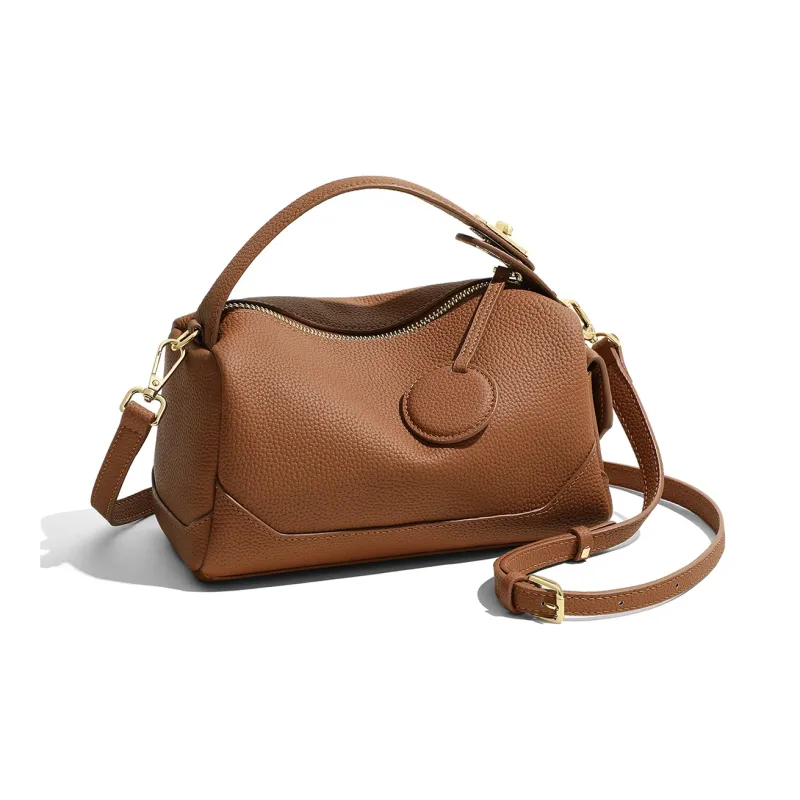 MILLIE'S Cow Leather Patchwork Synthetic Leather Handbags Shoulder Bag Crossbody Bag Regular Women's Dark Brown/White-3