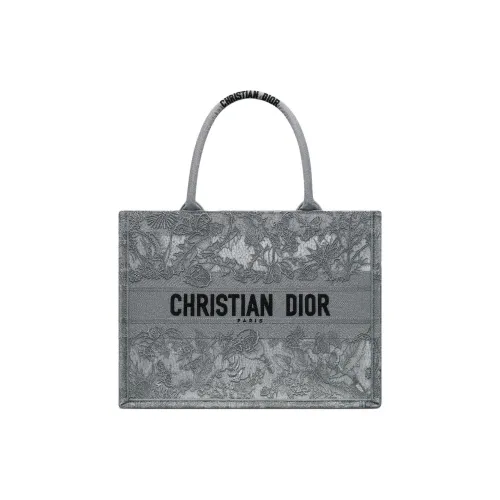 DIOR BookTote Cotton Tote Bag, Shopping Bag, Handbag Medium Size Women's Gray